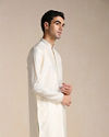 Pearl White Embroidered Neck Kurta Set